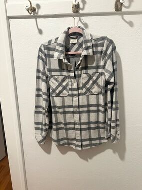Thread & Supply Gray and Cream Plaid Button-Up Shirt